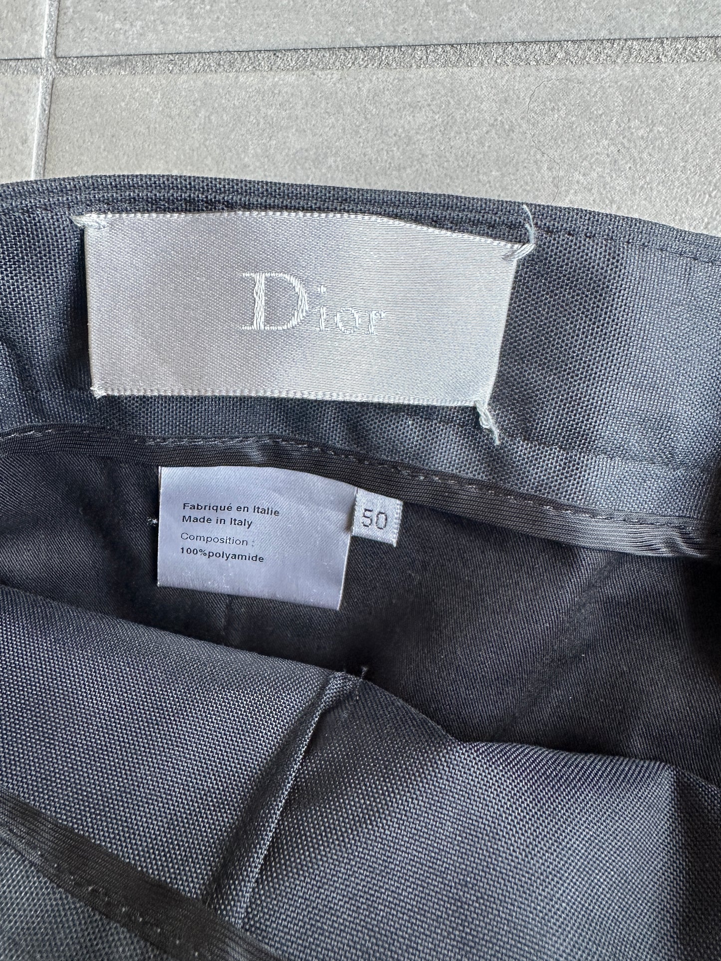 Dior Homme SS04 “strip” shimmering multi-pocket/cargo trousers