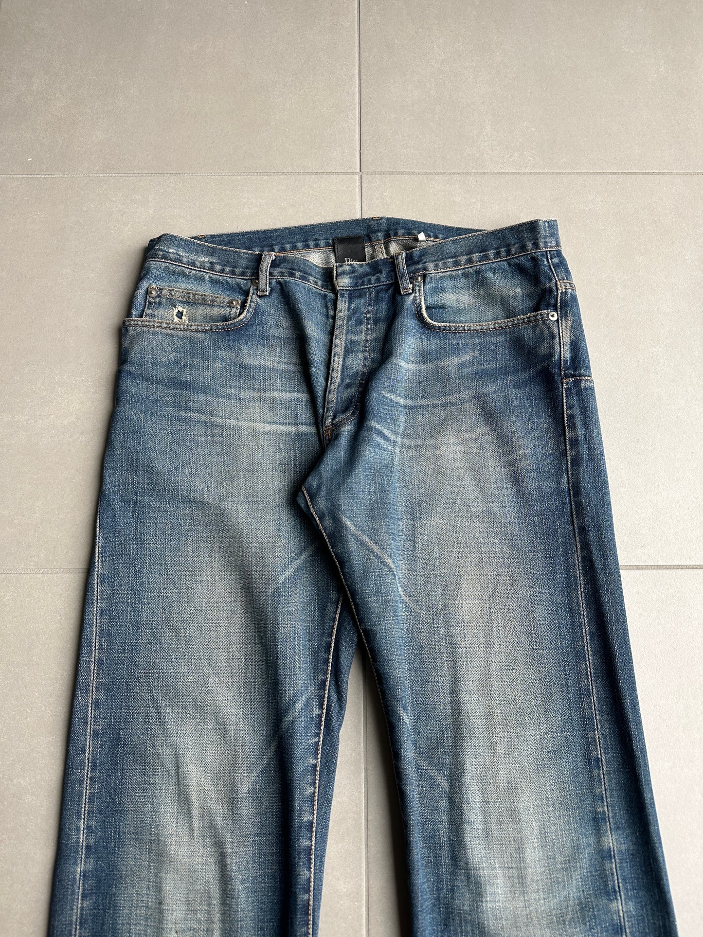 Dior homme AW04 “Victim of the crime” whiskered washed denim