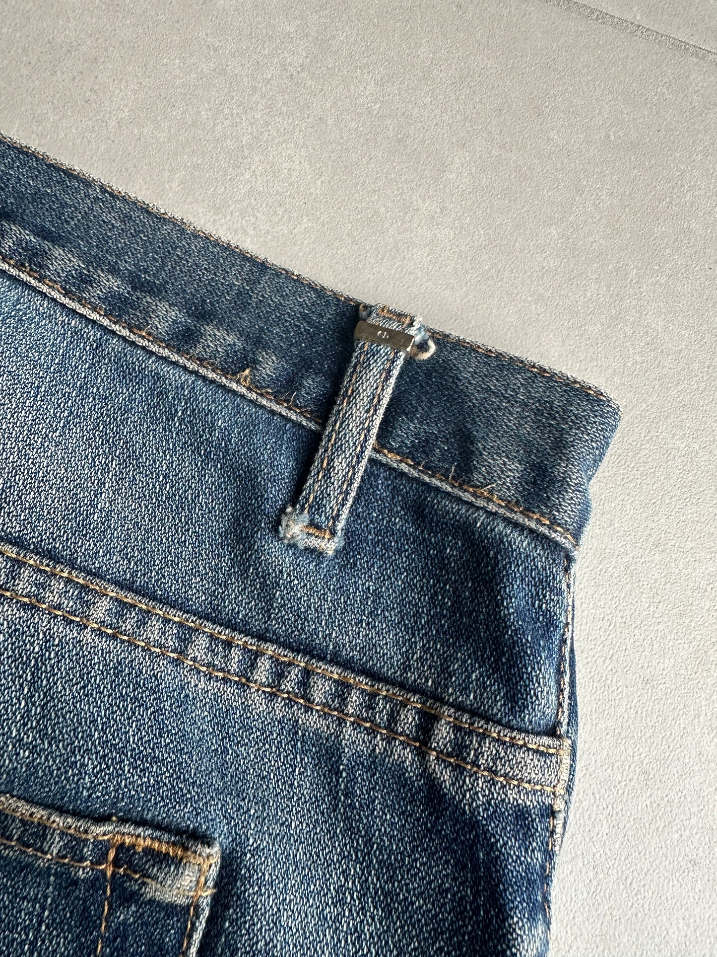 Dior homme AW04 “Victim of the crime” whiskered washed denim