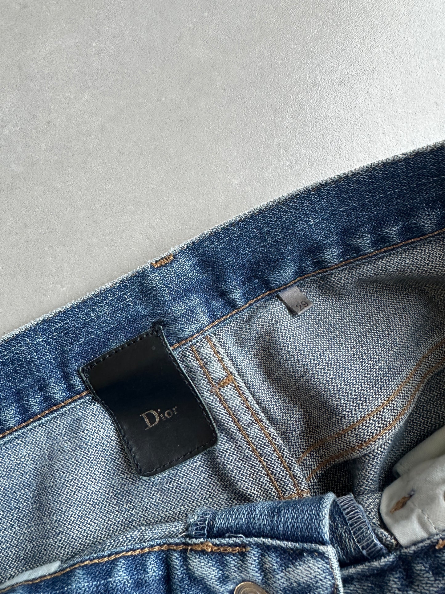 Dior homme AW04 “Victim of the crime” whiskered washed denim