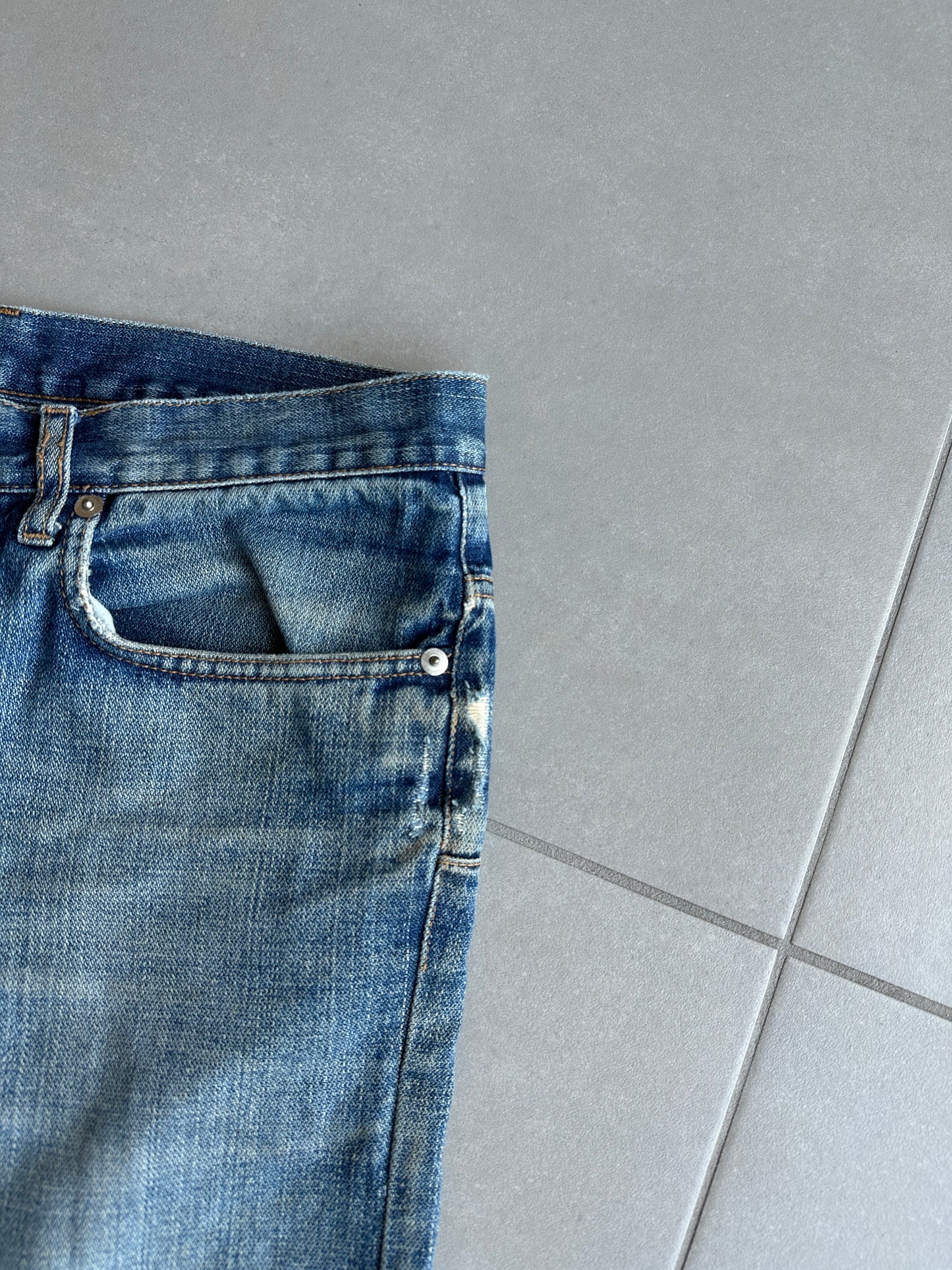 Dior homme AW04 “Victim of the crime” whiskered washed denim