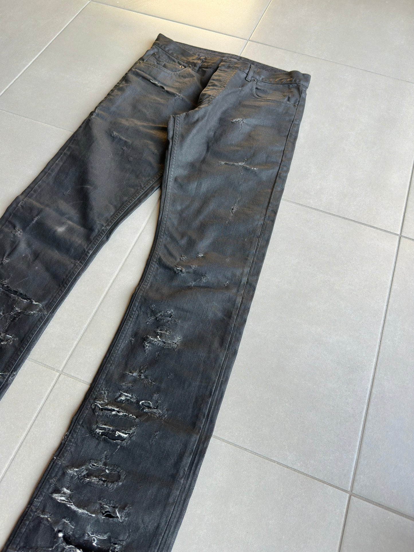 Dior Homme SS04 "STRIP" distressed waxed Denim