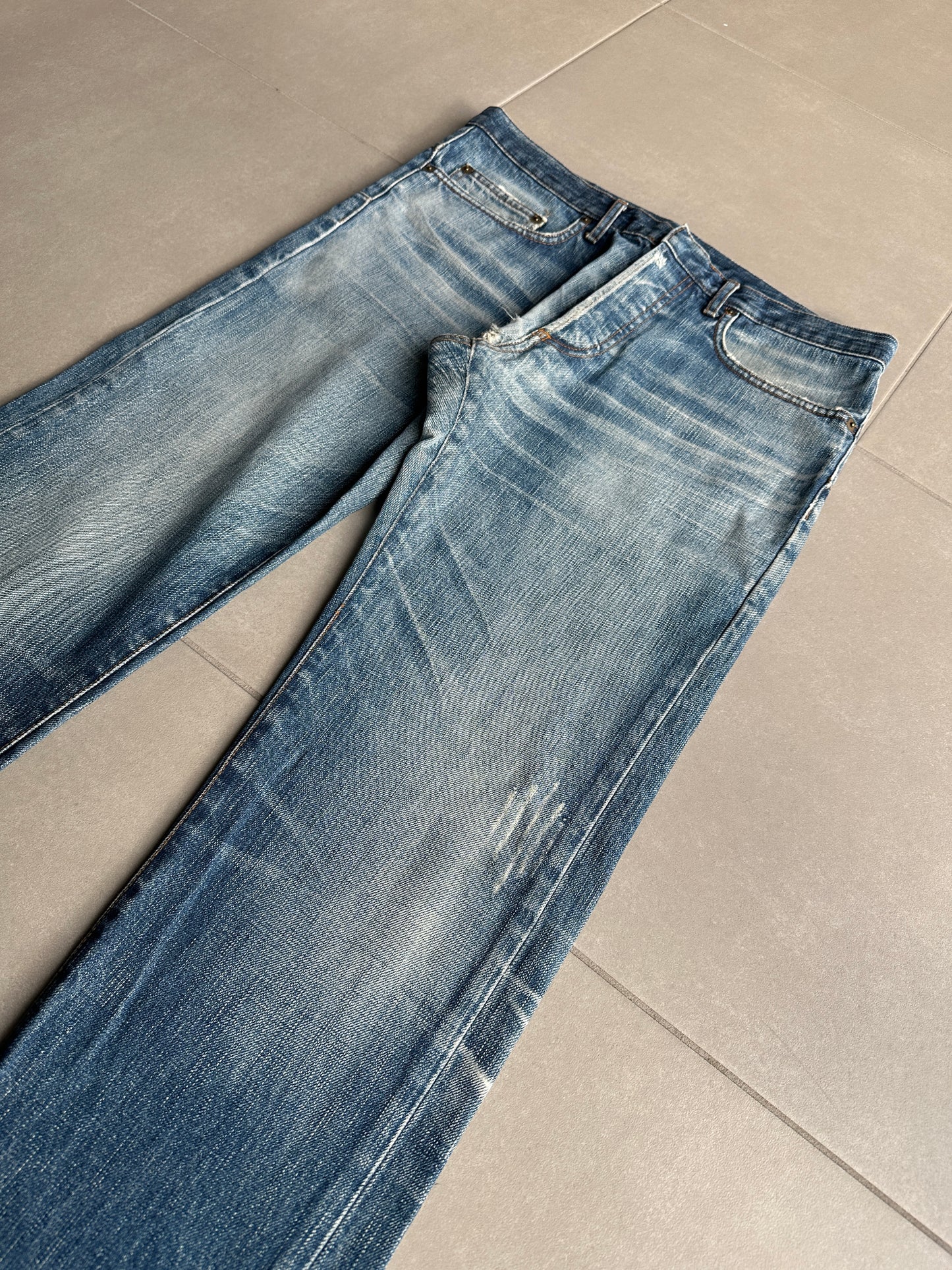 Dior Homme AW06 washed blue clawmark jeans