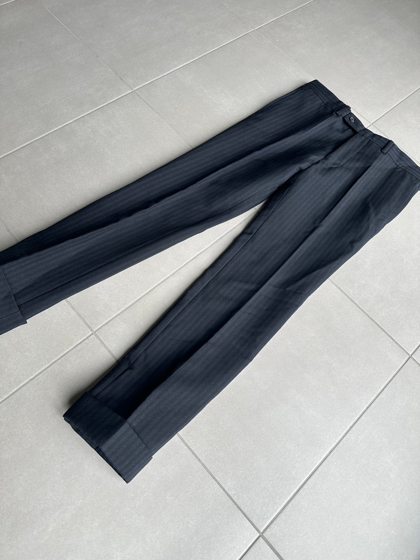 Dior homme AW07 “Navigate” runway striped thick wool trousers