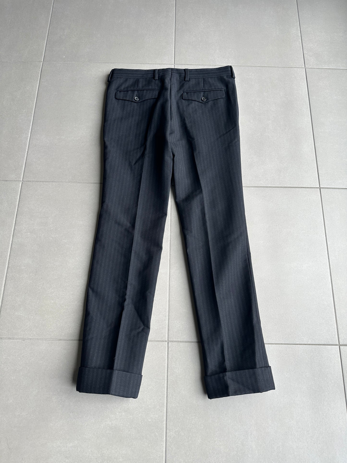 Dior homme AW07 “Navigate” runway striped thick wool trousers