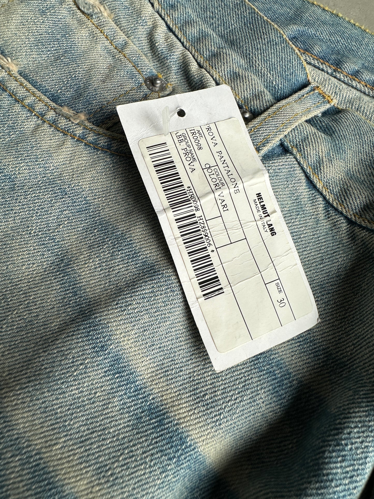 NWT Helmut Lang Circa 2000’s blue washed denim