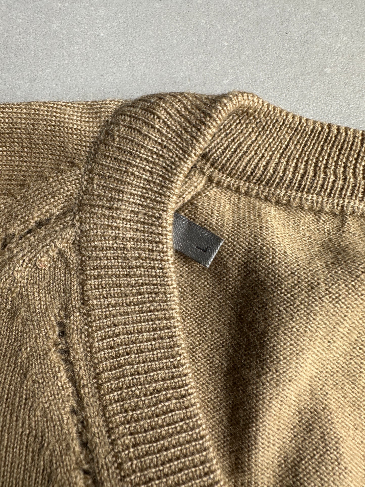 Dior Homme AW04 “VOTC” runway distressed V-neck sweater