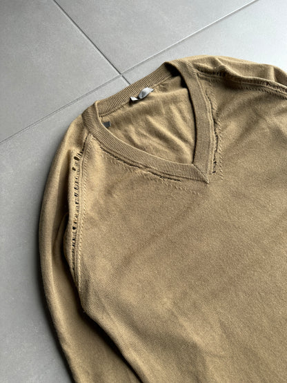 Dior Homme AW04 “VOTC” runway distressed V-neck sweater