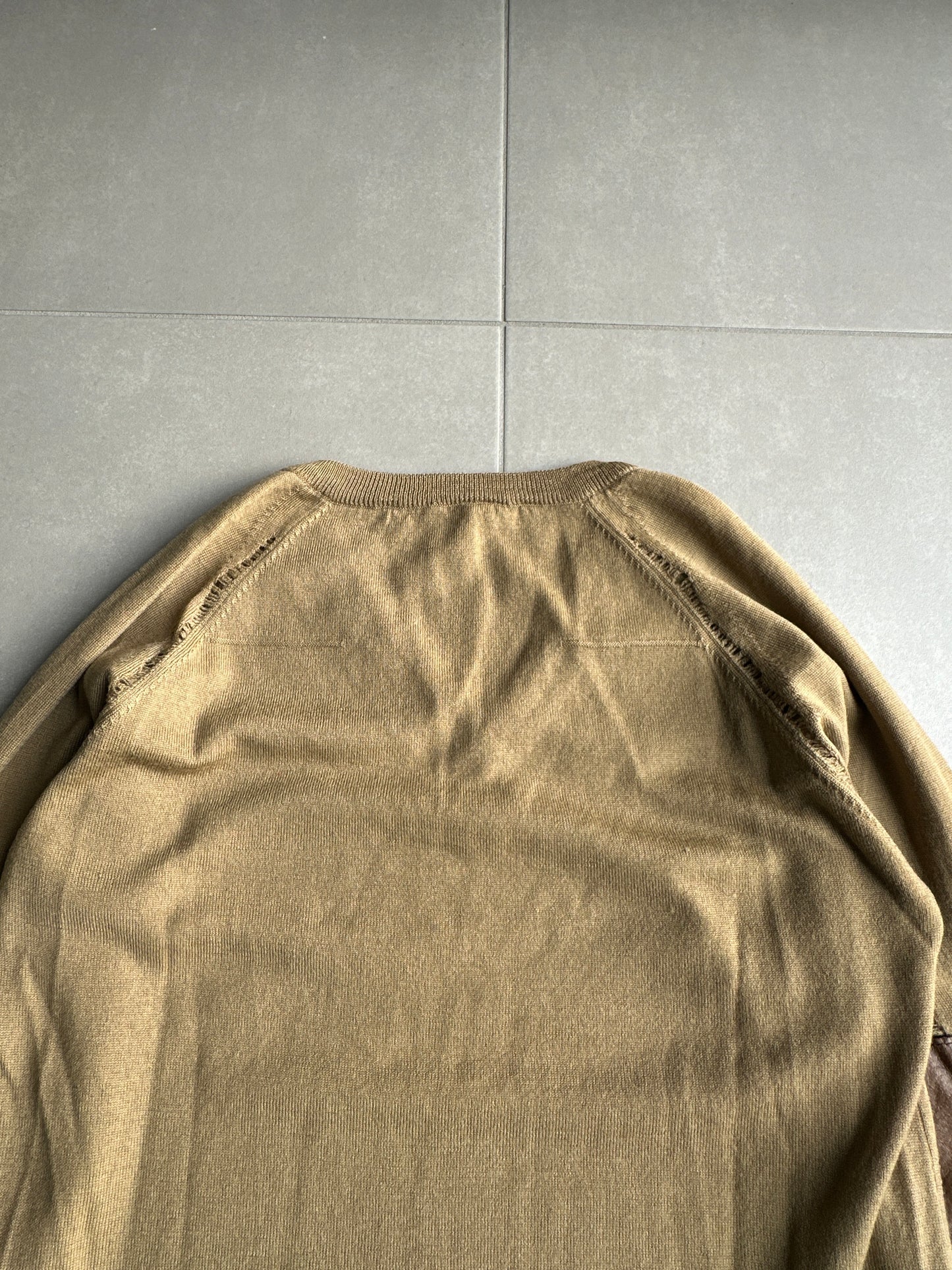 Dior Homme AW04 “VOTC” runway distressed V-neck sweater