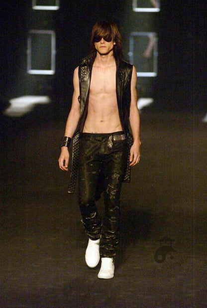 Dior Homme SS04 “STRIP” distressed waxed denim