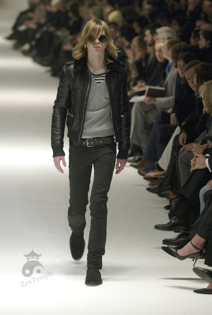 Dior Homme AW04 “VOTC” Shearling collar wool aviator jacket