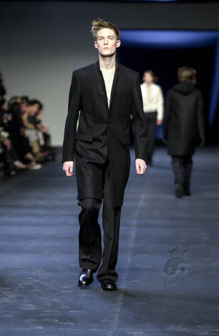 Dior Homme AW01 “Solitaire” Leather trimmed collar coat