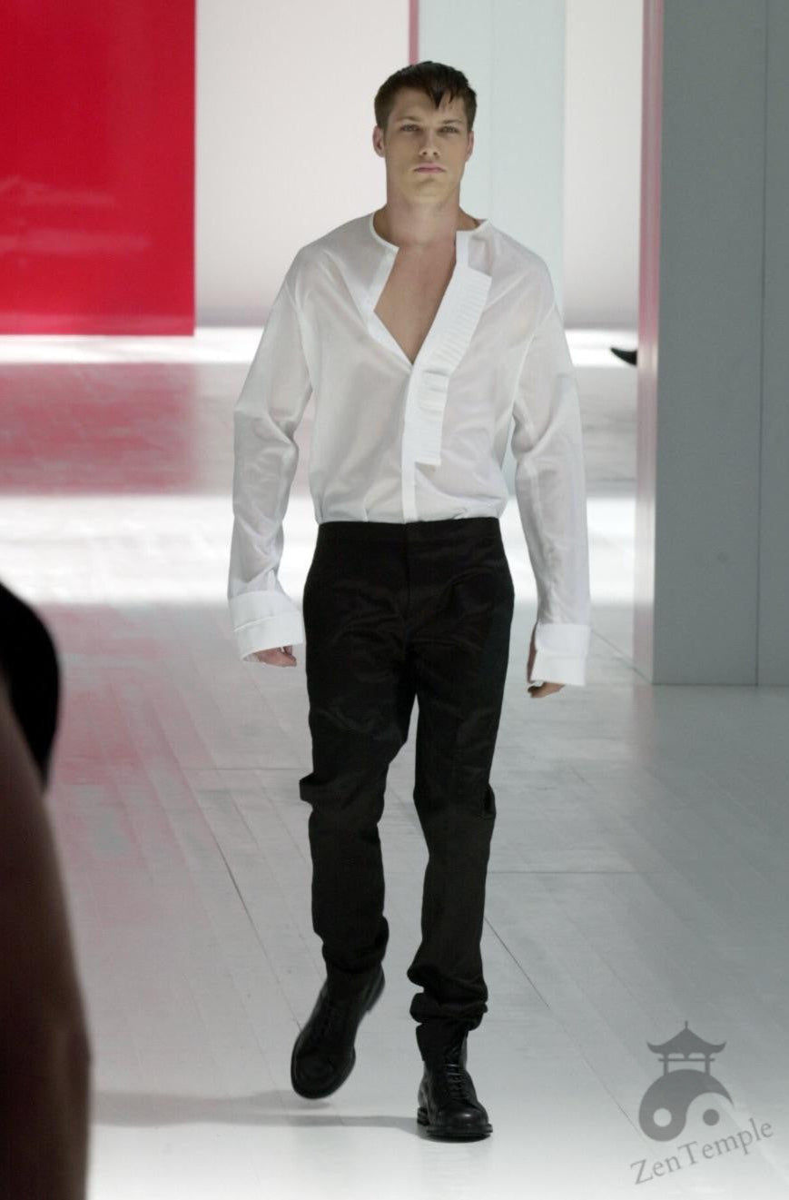 Dior homme SS02 "Red/Boys don't cry' frill button up shirt