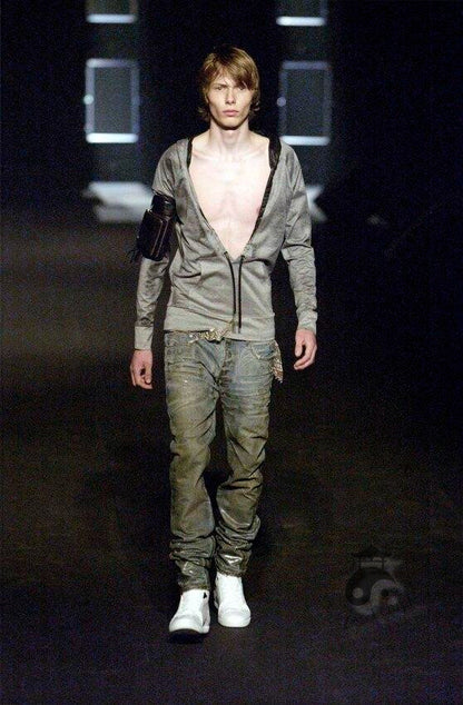 Dior Homme SS04 “Strip” waxed bleu claire clawmark denim