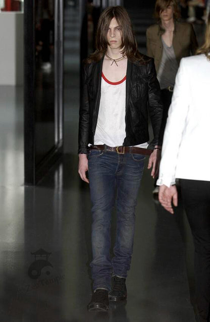 Dior Homme SS05 peak lapel leather jacket