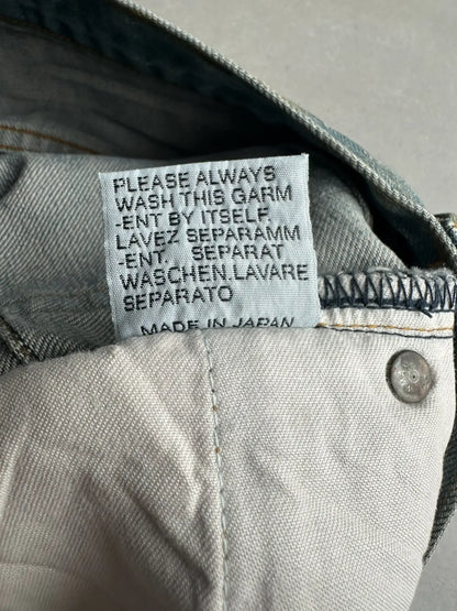 Dior Homme SS04 “Strip” waxed bleu claire clawmark denim