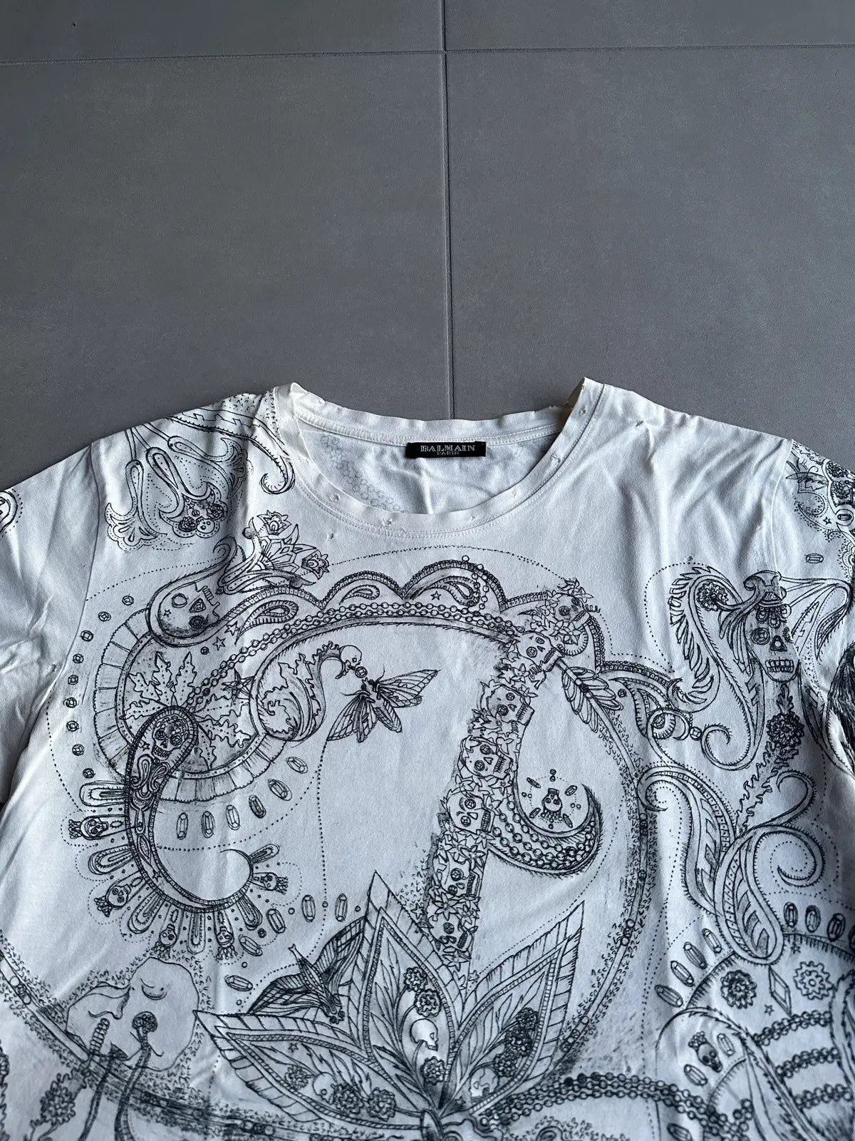 Balmain Homme AW09 distressed paisley print T-shirt