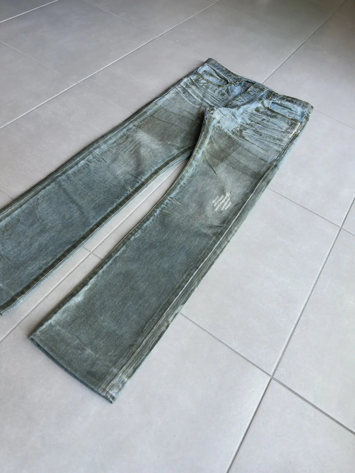Dior Homme SS04 “Strip” waxed bleu claire clawmark denim
