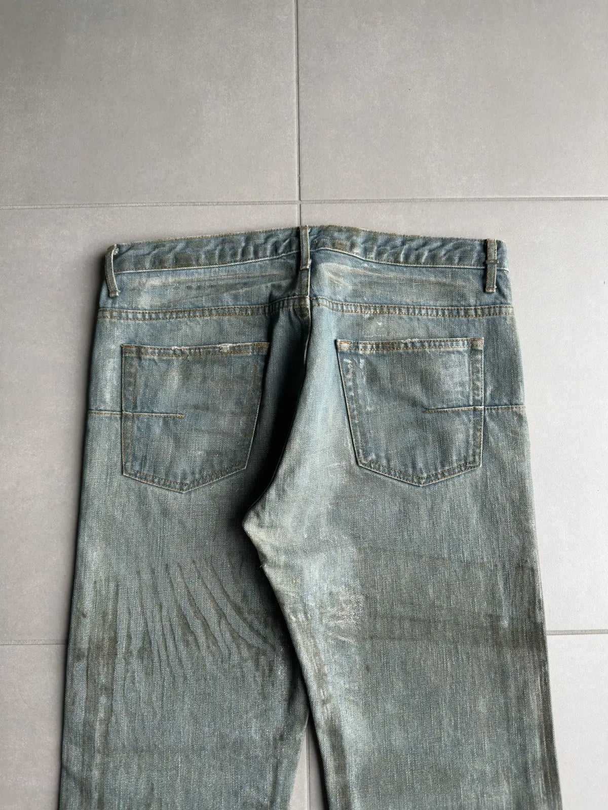 Dior Homme SS04 “Strip” waxed bleu claire clawmark denim