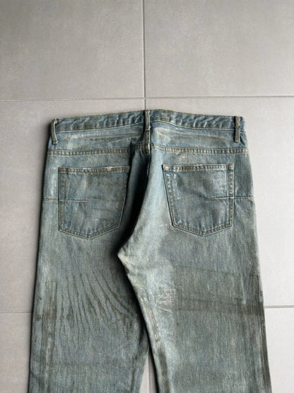 Dior Homme SS04 “Strip” waxed bleu claire clawmark denim