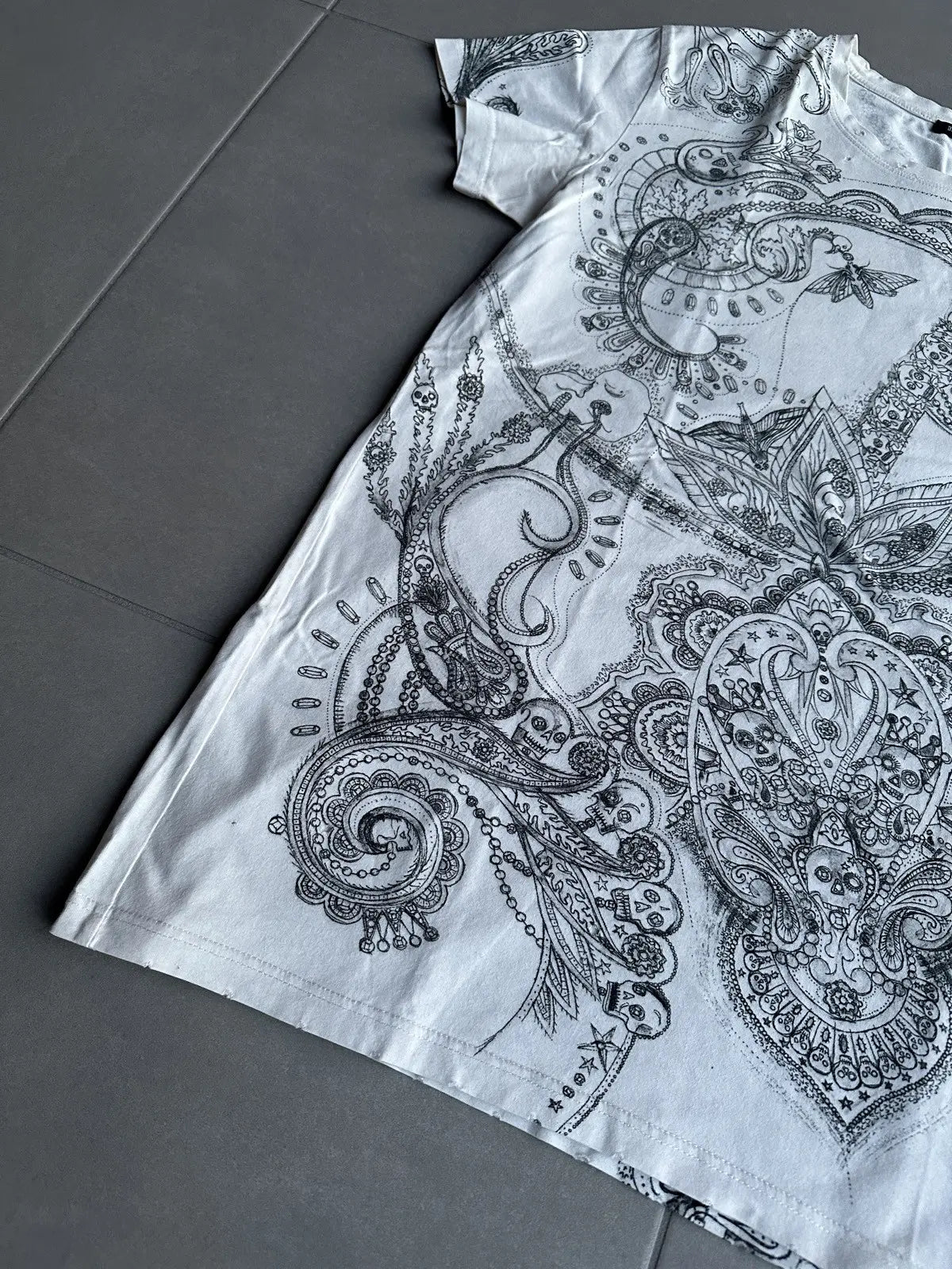 Balmain Homme AW09 distressed paisley print T-shirt