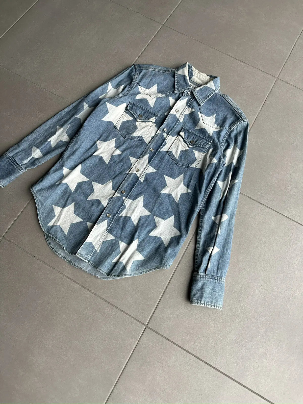 サンローラン パリ SS17 スタープリント デニム ボタンアップ