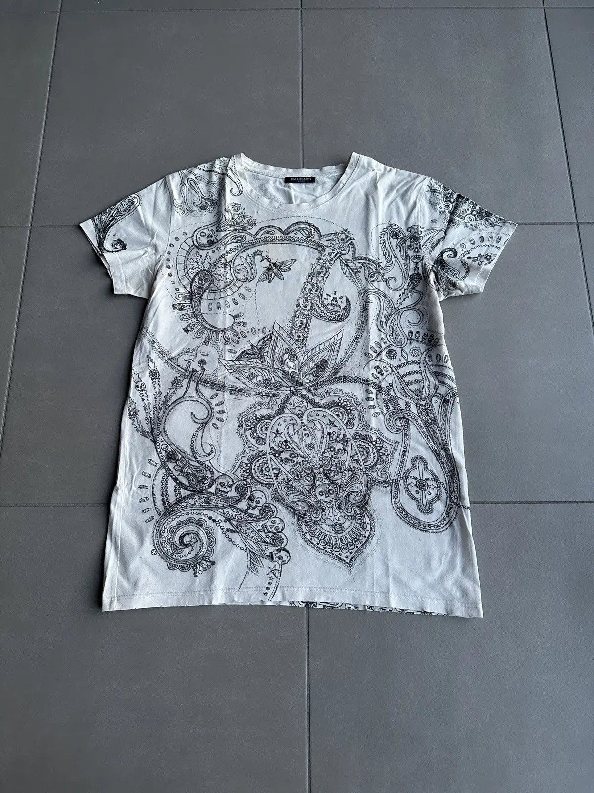 Balmain Homme AW09 distressed paisley print T-shirt