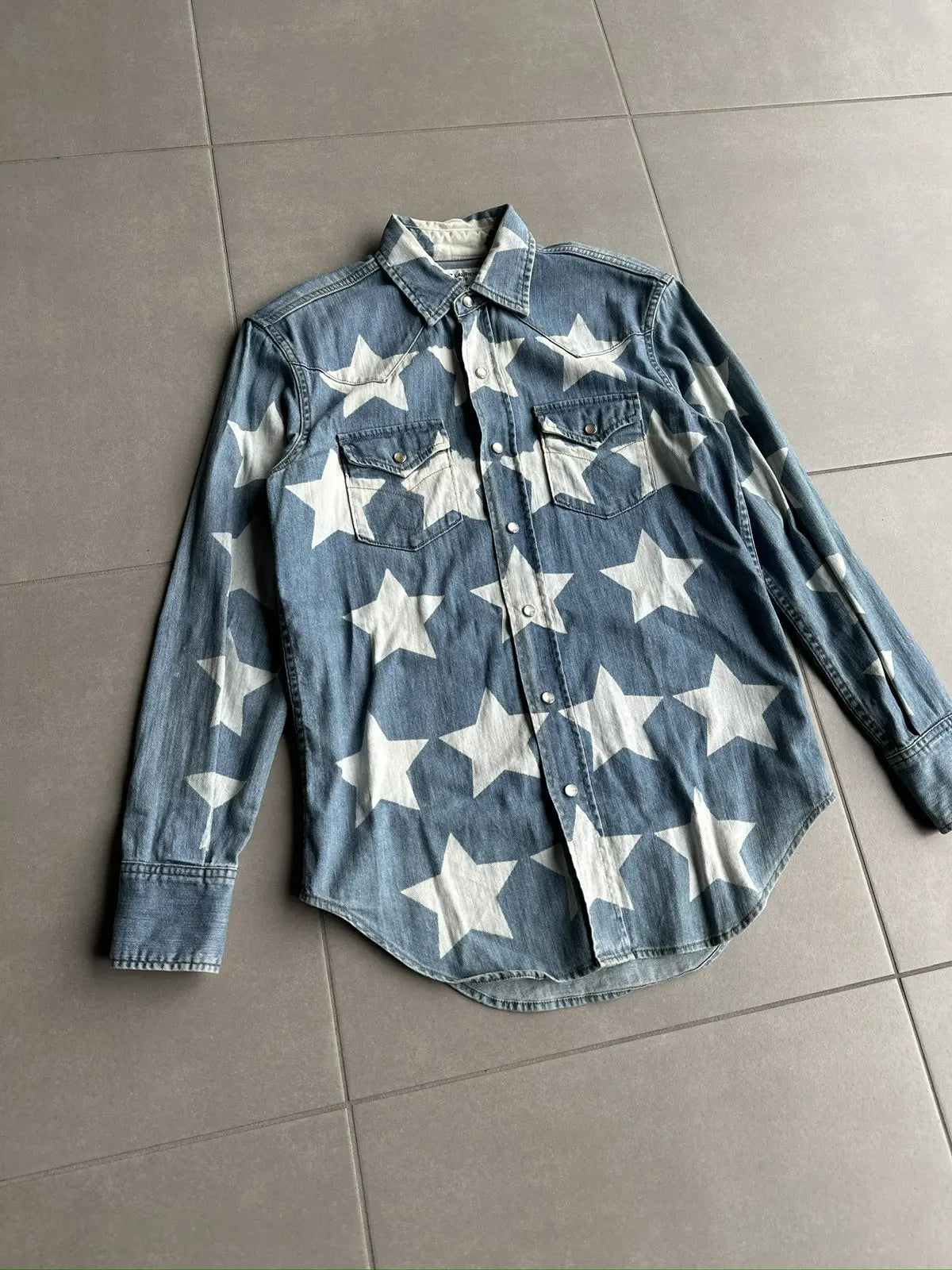 サンローラン パリ SS17 スタープリント デニム ボタンアップ