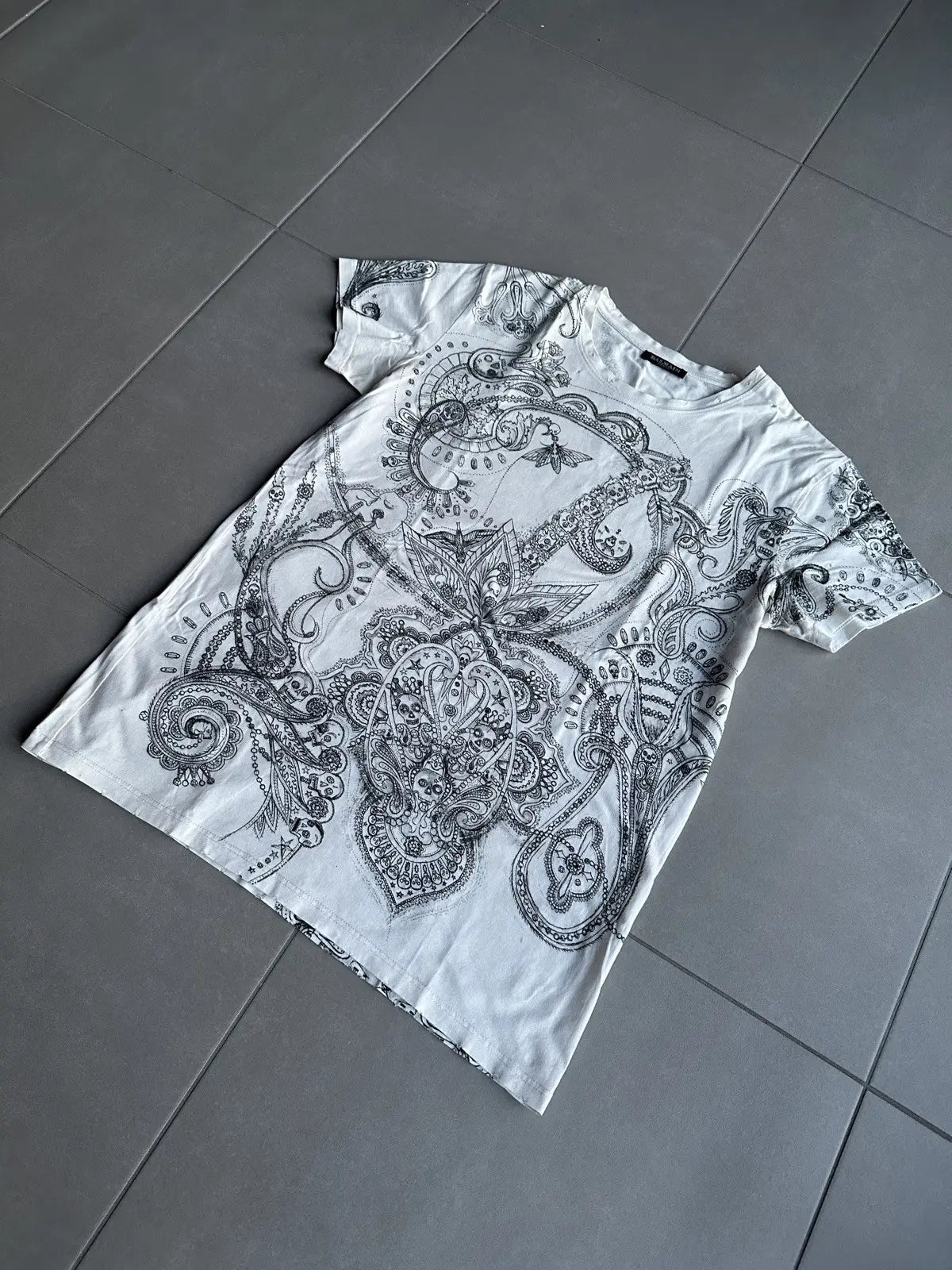 Balmain Homme AW09 distressed paisley print T-shirt