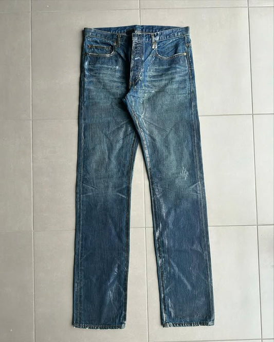 Dior Homme AW03 “Luster” waxed clawmark jeans
