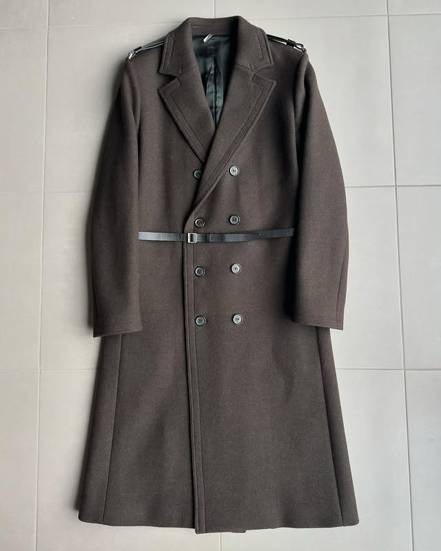 Dior Homme AW02 “Reflexion” campaign belted trench coat in wool