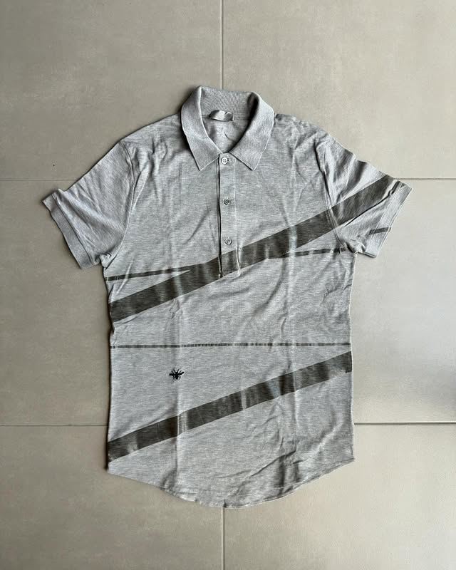 Dior Homme SS04 “strip” wax striped polo shirt